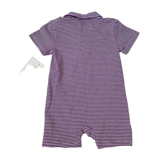NWT 3M Itsy Bitsy Purple Stripe Football Romper - Picture 3 of 4